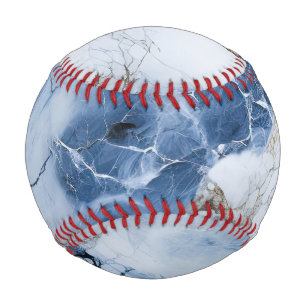 Balle De Baseball marbre bleu abstrait motif côtier