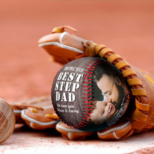 Balle De Baseball Meilleur Beau-Père en Bois Rustique 2 Photo Fête d