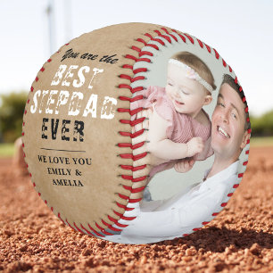Balle De Baseball Meilleur Beau-Père Rustique Fête des Pères 2 Colla
