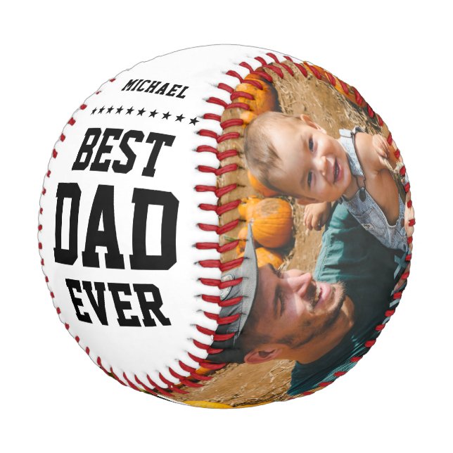 Balle De Baseball MEILLEUR DAD JAMAIS Cool moderne Nom Message Coule (Angle)