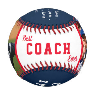 Balle De Baseball Meilleur entraîneur jamais rouge & bleu