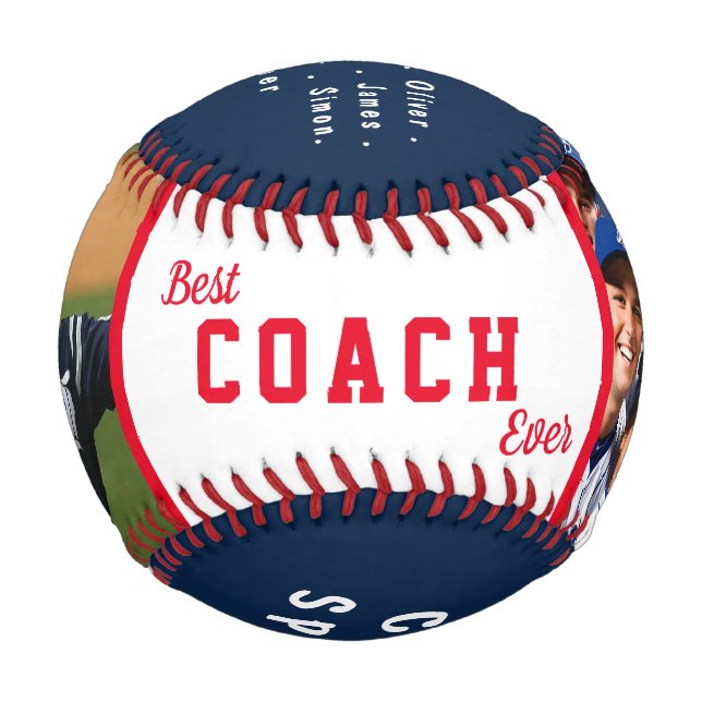 Balle De Baseball Meilleur entraîneur jamais rouge & bleu (Devant)
