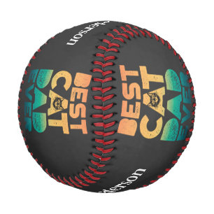 Balle De Baseball Meilleur Papa Chat Retro Vintage Fête des Pères