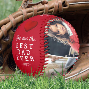 Balle De Baseball Meilleur Papa Cœur Rouge 4 Collage de Photos
