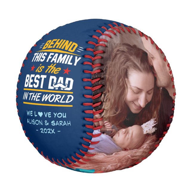 Balle De Baseball Meilleur papa dans le monde Photos de la famille - (Angle)
