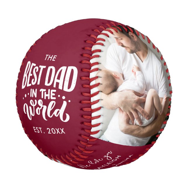 Balle De Baseball Meilleur papa de l'année mondiale Photos Personnal (Angle)
