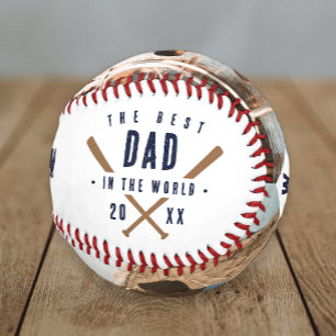 Balle De Baseball Meilleur Papa Du Monde 2 Photo Monogramme Fête Des