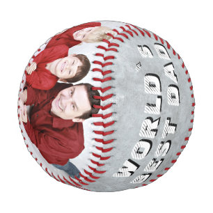 Balle De Baseball Meilleur Papa du Monde Nom 2 Collage Photo