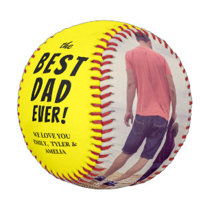 Balle De Baseball Meilleur Papa Ever 2 Collage Photo Jaune 