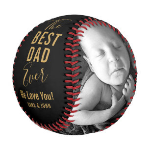 Balle De Baseball Meilleur papa Ever Gold Black Baby 2 Photos Nom