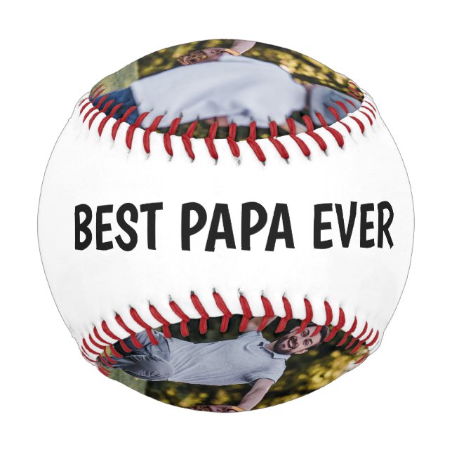 Balle De Baseball Meilleur Papa Ever Script Fête des pères Photo Col (Dos)
