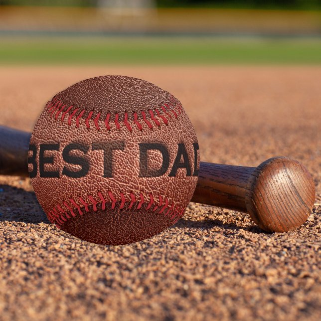 Balle De Baseball Meilleur papa jamais marron Fête des pères timbre  (Créateur téléchargé)