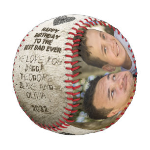 Balle De Baseball Meilleur Papa Jamais Moderne 2Photo Collage Joyeux