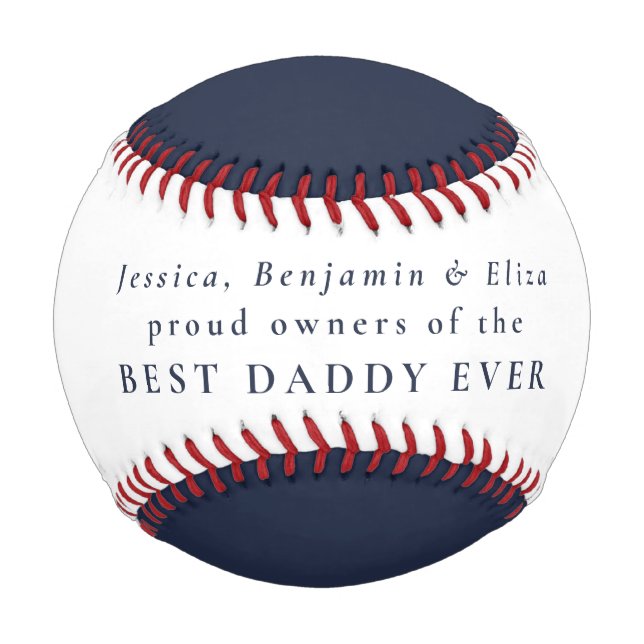 Balle De Baseball Meilleur Papa Jamais Personnalisé Enfants Noms Mar (Devant)