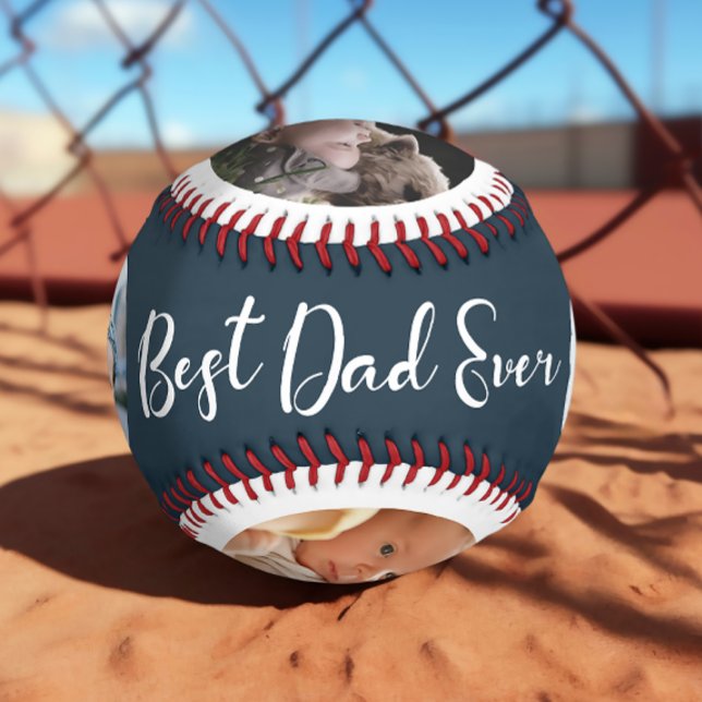 Balle De Baseball Meilleur Papa Jamais Photo Collage Baseball (Créateur téléchargé)