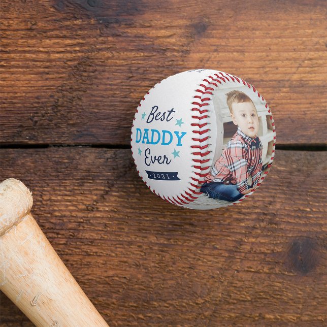 Balle De Baseball Meilleur papa jamais | Photo Fête des pères (Créateur téléchargé)