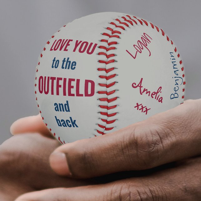 Balle De Baseball Meilleur Papa Jamais Signé Photo gris bleu rouge (Créateur téléchargé)