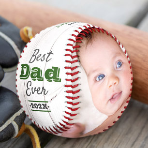 Balle De Baseball Meilleur Papa Jamais Typographie Verte Bois Rustiq