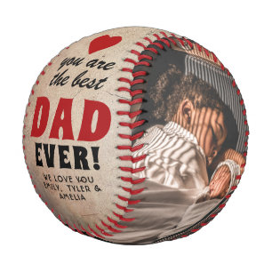 Balle De Baseball Meilleur Papa Rustique Cœur Rouge 2 Photo