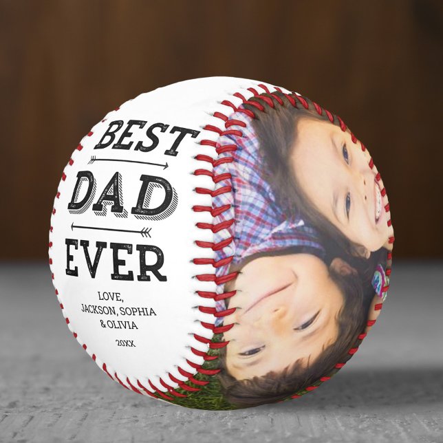 Balle De Baseball Meilleur papa toujours Flèches personnalisées Phot (Créateur téléchargé)