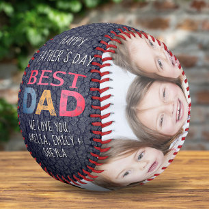 Balle De Baseball Meilleur Papa Typographie Colorée Impression Cuir 