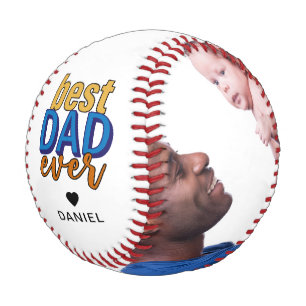 Balle De Baseball Meilleur Père Jamais Coeur Photo personnalisée
