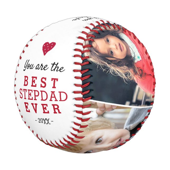 Balle De Baseball Meilleur Stepdad Heart 4 Photo Collage  (Angle)