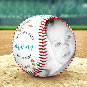 Balle De Baseball Meilleure maman Gold Botanic Script 2 Photo