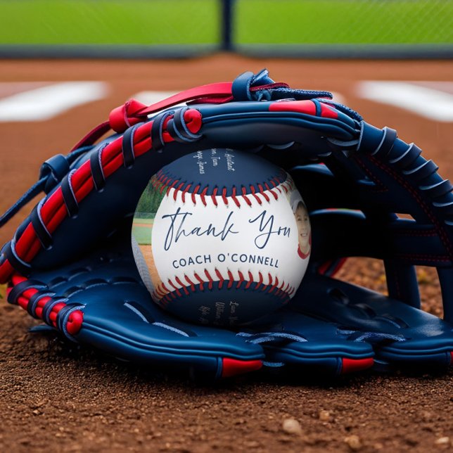 Balle De Baseball Merci Coach Appréciation Photos et Team Roster (Thank You Coach Appreciation Photos & Team Roster Baseball)