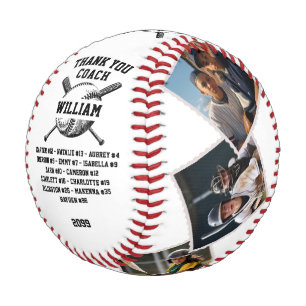 Balle De Baseball Merci Coach, Custom 6 photos et noms de coéquipier
