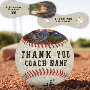 Balle De Baseball Merci Coach Équipe Rustique Nom Numéro Photo  