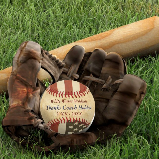 Balle De Baseball Merci d'entraîneur bleu-rouge de baseball personna (Créateur téléchargé)