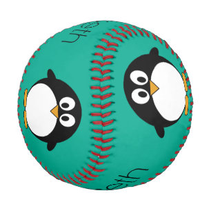 Balle De Baseball mignon manchot émeraude et noir