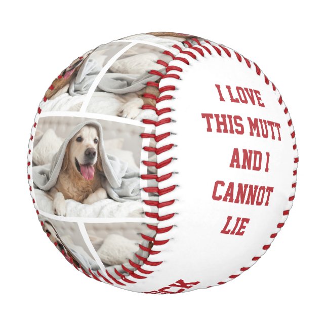 Balle De Baseball Mignonne J'ADORE CE MUTT | PHOTO personnalisée (Angle)
