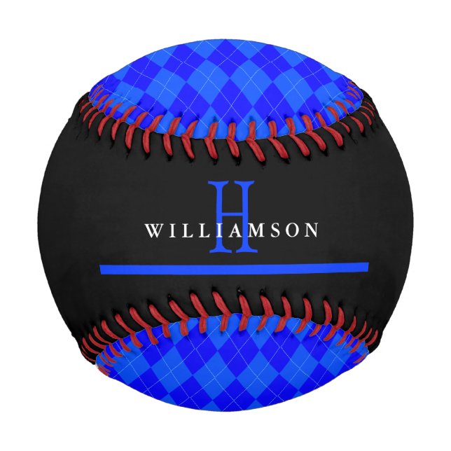 Balle De Baseball Mince Ligne Bleue Police Anniversaire Personnalisé (Devant)