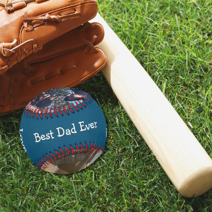 Balle De Baseball Modern Blue 3 Photo Meilleur Papa Jamais Baseball