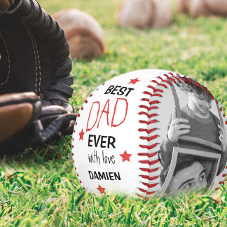Balle De Baseball Moderne Personnalisé 2 Photo Collage Meilleur Papa