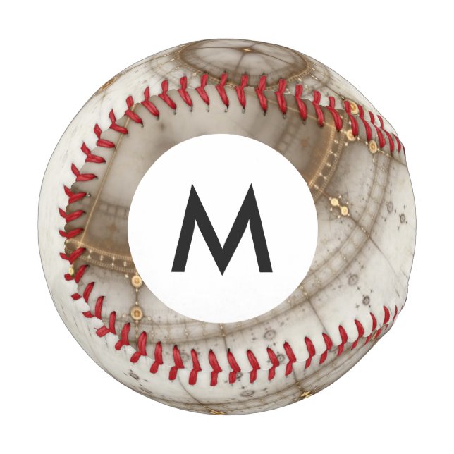 Balle De Baseball Monogramme Ancien Graphique Nautique, Grunge (Devant Gauche)