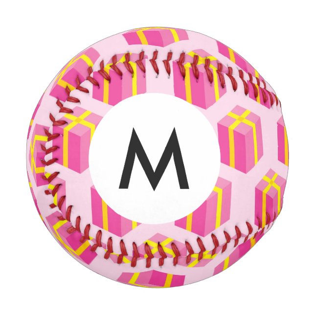 Balle De Baseball Monogramme Arrière - plan avec cadeaux (Devant Gauche)