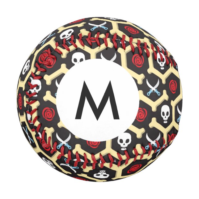 Balle De Baseball Monogramme Bandit Thème Motif (Devant Gauche)
