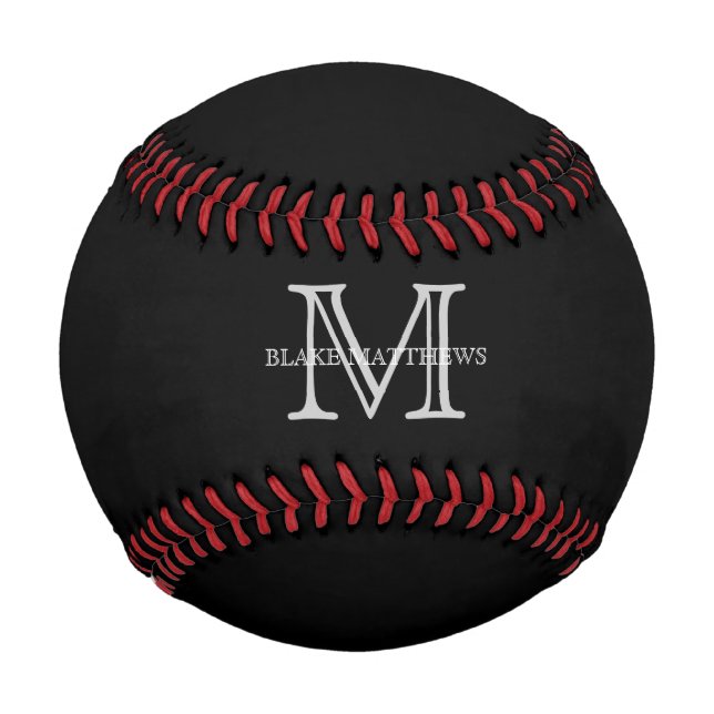 Balle De Baseball Monogramme et nom de personnalisation classique no (Devant)