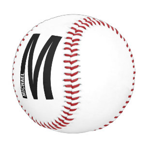 Balle De Baseball Monogramme et nom personnalisés modernes
