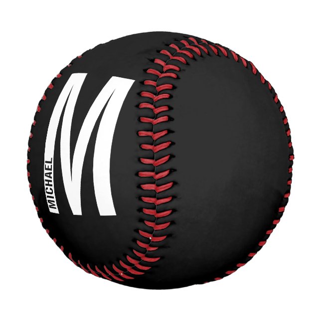 Balle De Baseball Monogramme et nom personnalisés modernes (Angle)
