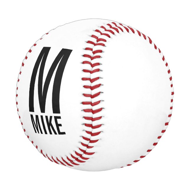 Balle De Baseball Monogramme et nom personnalisés modernes (Angle)