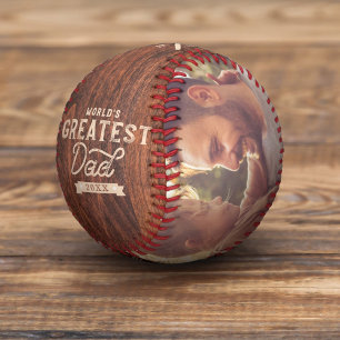 Balle De Baseball Monogramme et photo du meilleur papa du monde