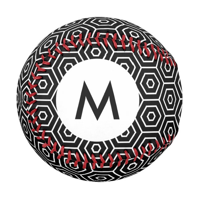 Balle De Baseball Monogramme Hexagons texture motif géométrique (Devant Gauche)