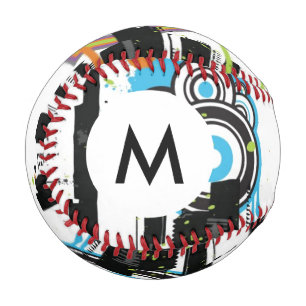 Balle De Baseball Monogramme Illustration d'un paysage urbain grungy
