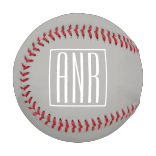 Balle De Baseball Monogramme initial Blanc sur gris clair