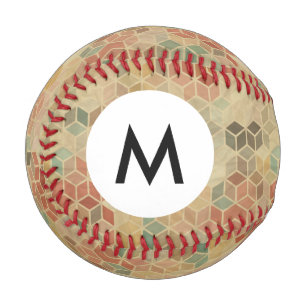 Balle De Baseball Monogramme motif géométrique rétro 5
