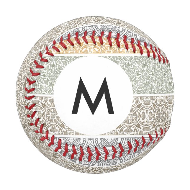 Balle De Baseball Monogramme motif ornemental (Devant Gauche)